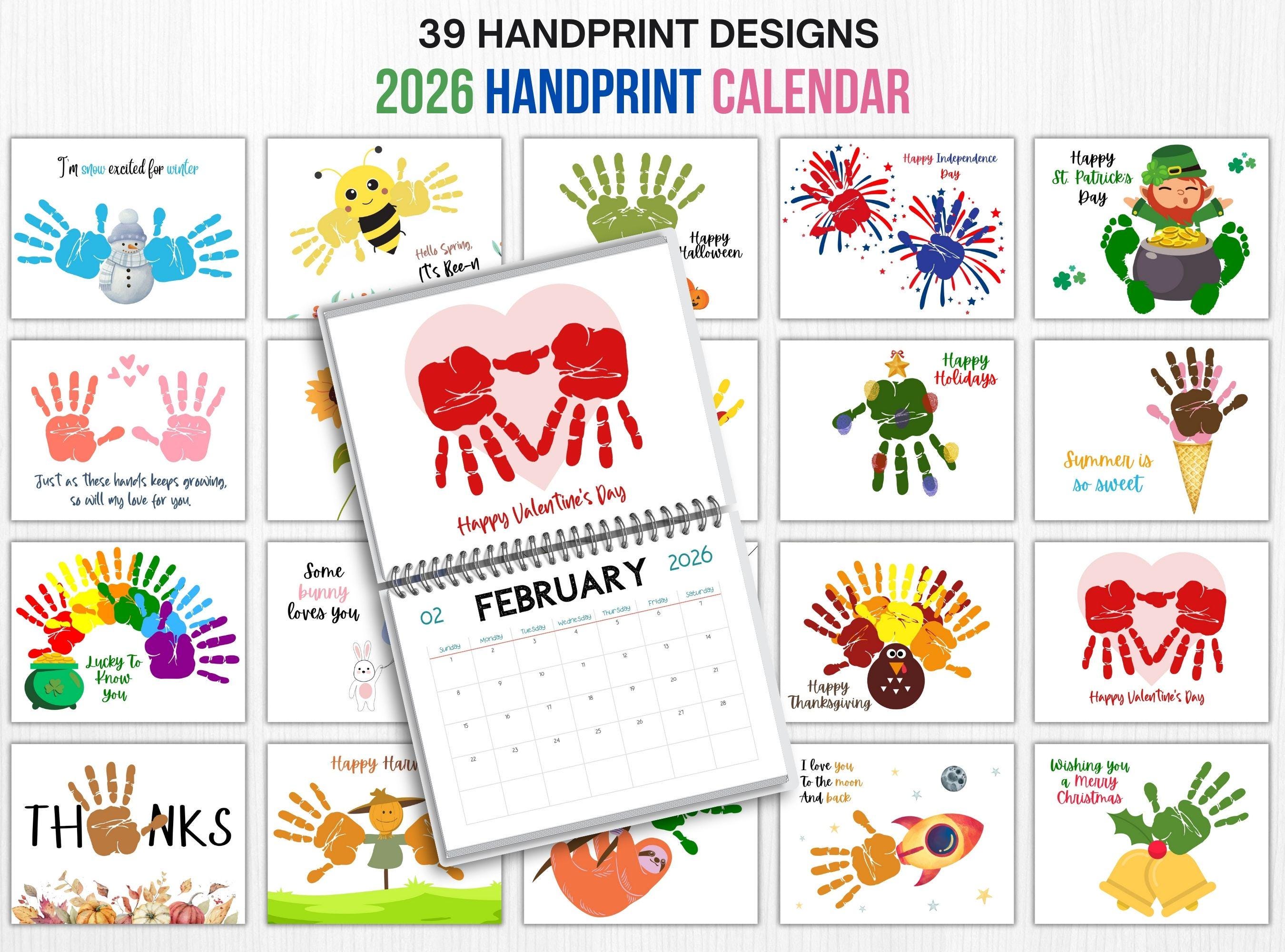 2026 Handprint Calendar Craft Calendar Keepsake Gift From Kids Toddler ...