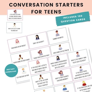 Carte con domande per adolescenti, carte di conversazione per adolescenti, spunti di conversazione per adolescenti, giochi di conversazione per adolescenti Talk Cards