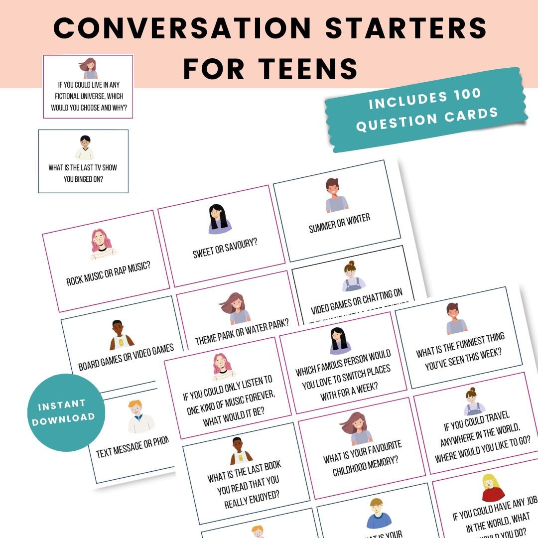 Teen Question Cards, Teen Conversation Cards, Conversation Starters for ...