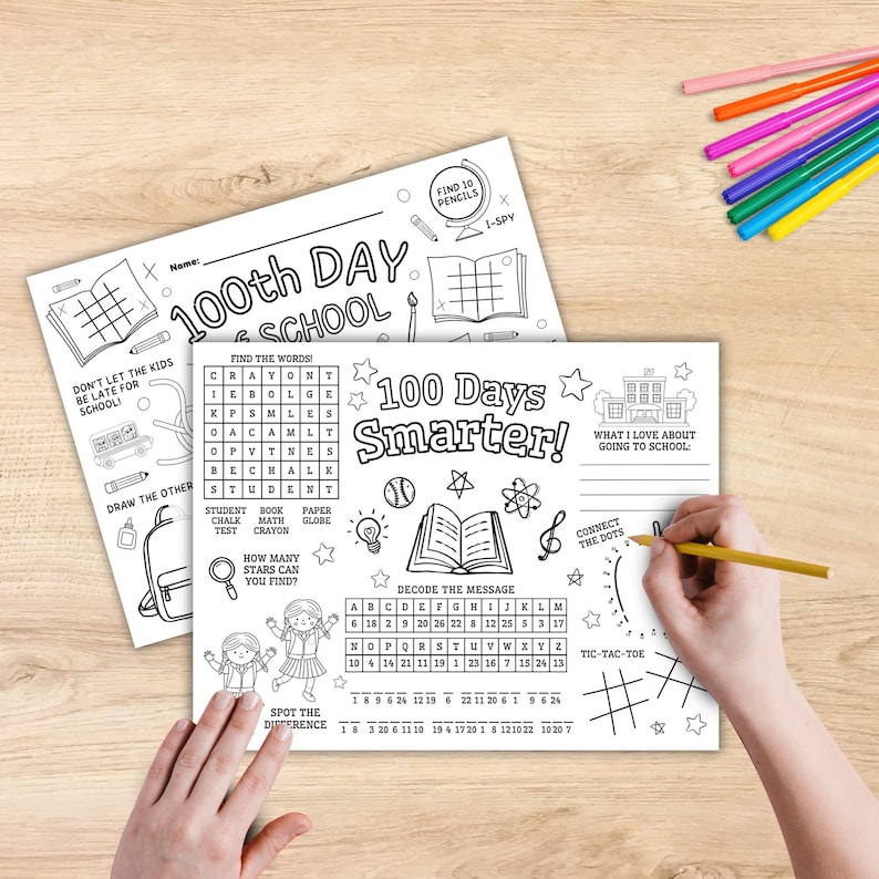 100 Days of School Activity Sheet Printable 100th Day of School ...