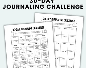 30 Day Journaling Challenge Printable Journal Challenge Tracker Daily Journal Challenge Daily Journal Prompts Monthly Journal Prompts