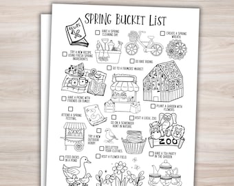 Lista delle cose da fare in primavera, stampabile, attività primaverili per bambini, lista delle cose da fare in famiglia per le vacanze di primavera, lista delle cose da fare in primavera, checklist delle attività primaverili