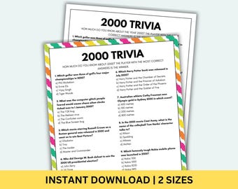 2000 Trivia Game Printable Birthday Games Born In 2000 Game Birthday Games Anniversary Games 2000 Trivia Questions Graduated 2000 Games
