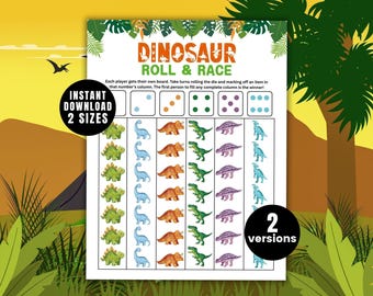 Dinosaur Roll and Race Game Dinosaur Party Games Dinosaur Activity Dinosaur Games Dice Game Dinosaur Games Dinosaur Birthday Party
