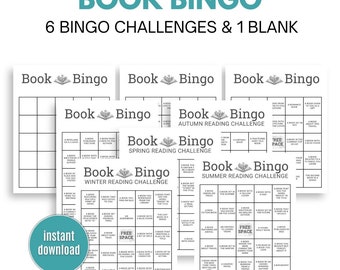 Book Bingo Printable Book Bingo Challenge Reading Challenge Book Club Bingo Cards Summer Reading Challenge Winter Reading Challenge