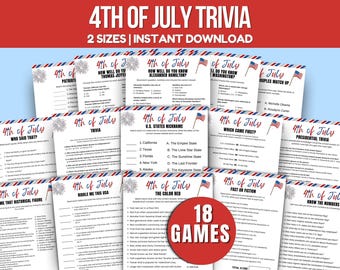 4.Juli Quiz USA Trivia Bundle Partyspiele Unabhängigkeitstag Quiz USA Trivia