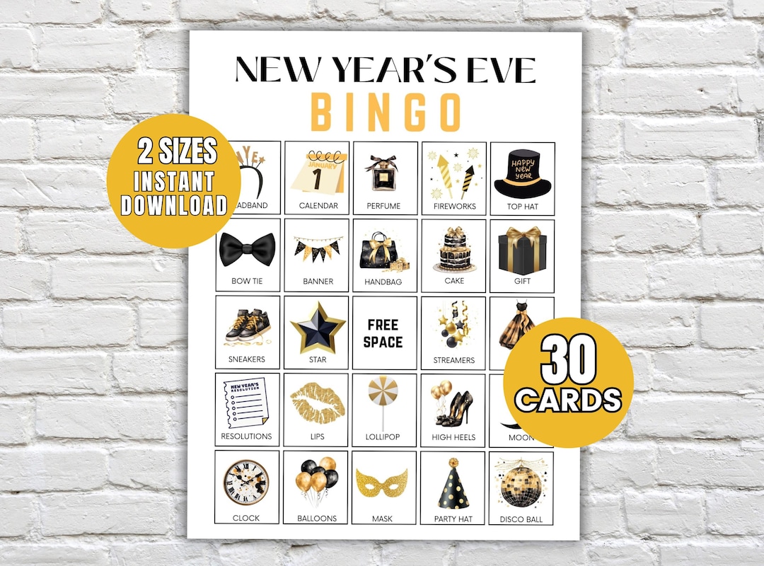 New Years Bingo Game Printable New Years Games NYE Bingo New Year's Eve ...