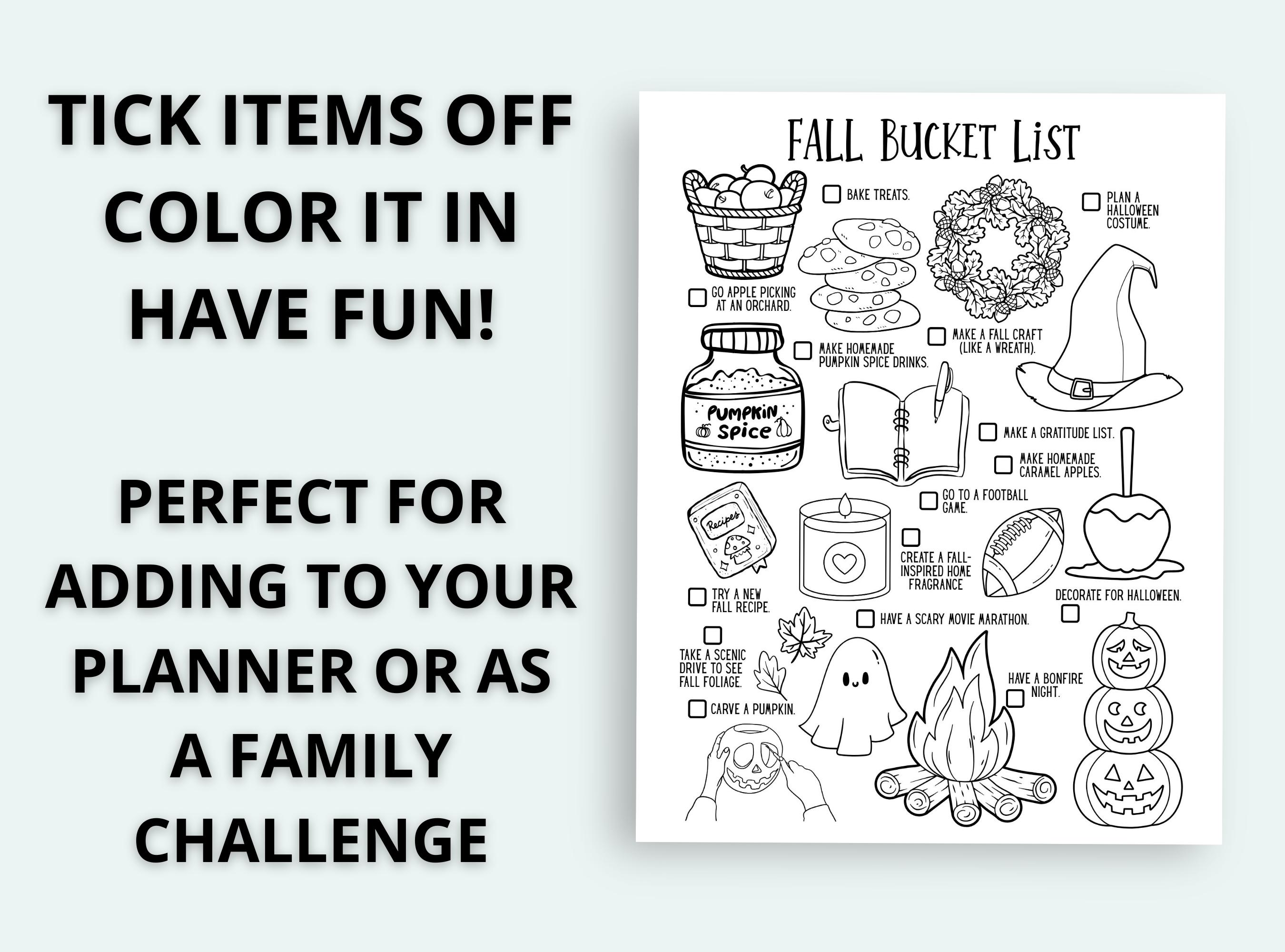 Fall Bucket List Template Printable Fall Activities for Kids Family ...