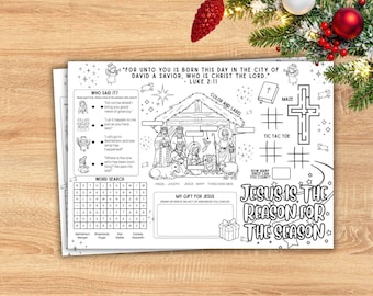 Jesus Is the Reason For The Season Activity Placemat Christmas Nativity Activity Bible Lesson Craft Sunday School Ideas Christian Craft