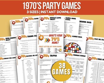 1970s Party Games 70s Birthday Party Printable Party Games 70s Party Games Bundle 1970s Birthday Party Games 1970s Trivia 1970s  Theme Games