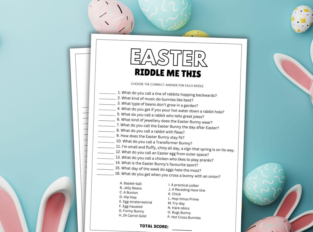 Church Easter Riddle Easter Riddles Game Easter Jokes for Kids Printable Easter Riddle Me ...