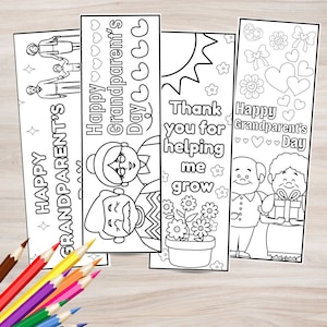Grandparents Day Bookmarks Printable Grandparent's Day Activity Grandpa & Grandma Bookmarks Color In Bookmarks For Kids Grandparent Gift