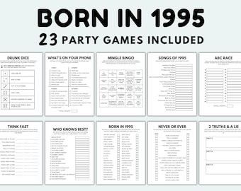 30th Birthday Games Printable Born In 1995 Games Born In 1995 Birthday Games 30th Birthday Game Bundle 30th Birthday Party Games 1995 Trivia