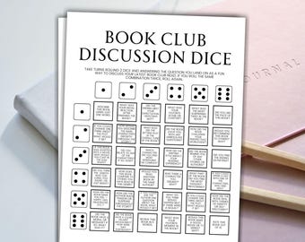 Jogo de dados do clube do livro Jogo do clube do livro Quebra-gelo do clube do livro para impressão Atividade do clube do livro Discussão do clube do livro Grupo de leitura Discussão do livro