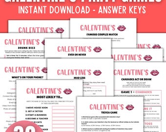 Galentines Day Party Spiele Bundle Druckbare Galentines Spiele Galentines Party Spiele Galentines Day Spiele Valentinstag Spiele für Freunde