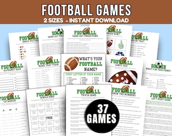 Football Game Bundle Printable Football Party Games Football Games Football Trivia Sports Games Football Theme Games Team Building Games NFL