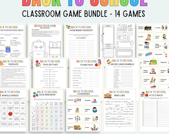 Back To School Games Bundle Printable Ice Breaker for Classroom First Day Of School Icebreakers Back To School Activities For Kids