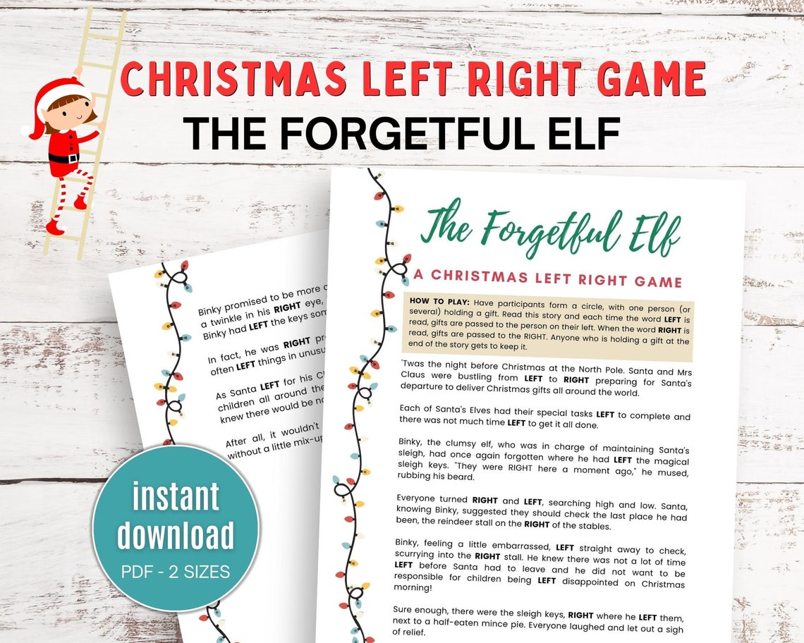 Christmas Left Right Game for Kids, Printable Christmas Game for Kids, Left Right Christmas Game ...