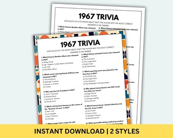 1967 Trivia Game Printable 60th Birthday Games Born In 1967 Game Birthday Games 60th Birthday Game 1967 Trivia Questions & Answers 1967 Quiz