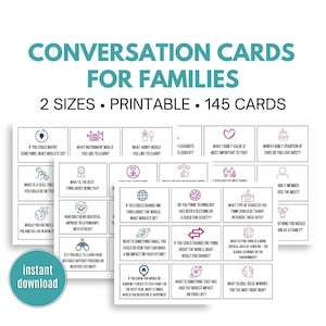 Tarjetas de preguntas para la familia, tarjetas de conversación para la familia, temas de conversación para la familia, juegos de conversación para la familia