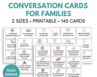 Familienfragekarten, Familienkonversationskarten, Gesprächsstarter für Familien, Konversationsspiele für die Familie