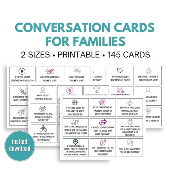 Family Question Cards, Family Conversation Cards, Conversation Starters For Families, Conversation Games For Family