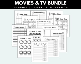 Movie Journal Bundle Printable Movie Tracker Log Movies To Watch Series Tracker TV Series Tracker Movie Watchlist Series Show Tracker Movies