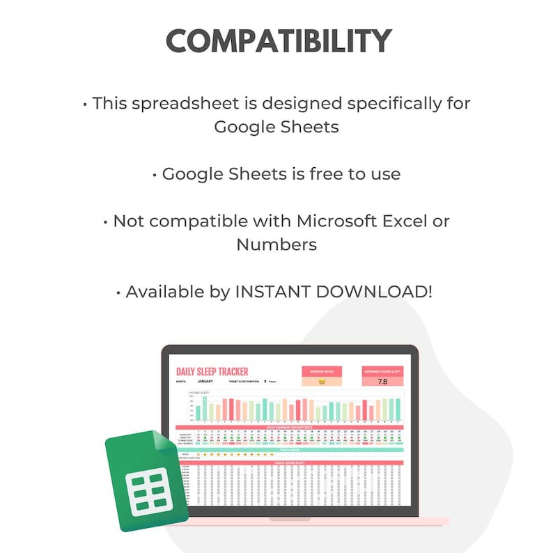 Daily Sleep Tracker Spreadsheet Sleep Tracking Google Sheets Hours ...