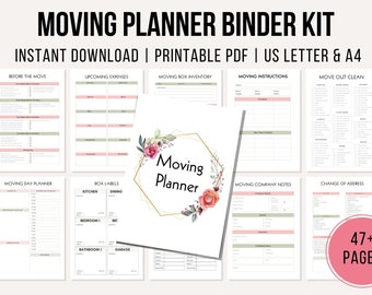 Moving Planner Printable Moving Binder Moving Checklist Moving Printables Relocation Planner Moving Out Checklist Moving Labels