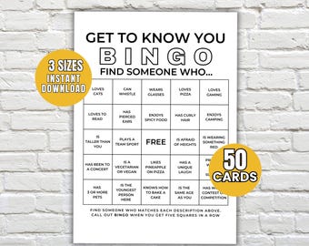 Get To Know You Bingo Cards Printable Find Someone Who Game Ice Breaker Game Printable Icebreaker Games Human Bingo Find The Guest Bingo