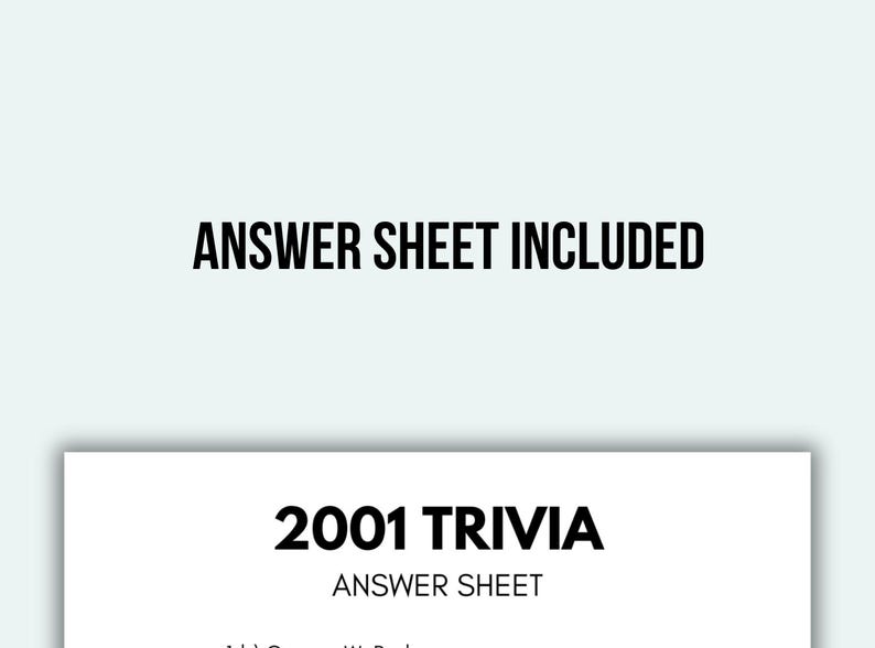 2001 Trivia Game Printable 25th Birthday Games Born in 2001 Game ...