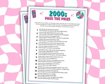 2000s Pass the Prize Game 2000s Party Games 00s Party Printable Party Games 00s Party Games 2000s Birthday Party Games Pass The Gift Game