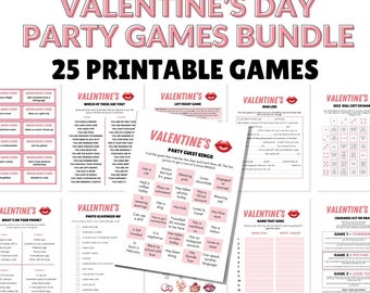 Valentine's Day Party Games Bundle Printable Valentine's Games Valentine's Day Party Games Valentine's Party Games