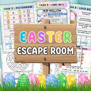 Easter Escape Room For Kids Printable Escape Room Game Easter Game Easter Party Game Easter Bunny Escape Room Kit Team Building Game