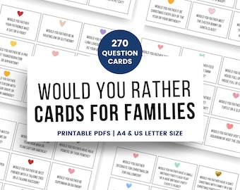 Würden Sie lieber Fragen, Familienfragekarten, Würden Sie lieber Fragenkarten haben, Konversationsspiele für Familien, die Sie kennenlernen