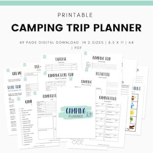 Camping Trip Planner Printable Camping Planner Camping Trip Packing List And Meal Plan Printable Camping Binder