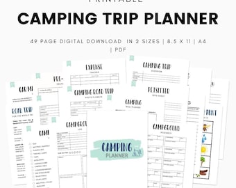 Camping Trip Planner Printable Camping Planner Camping Trip Packing List And Meal Plan Printable Camping Binder