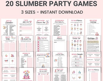 Slumber Party Games Bundle Sleepover Party Activities Tween Party Games For Teens Printable Birthday Games Sleepover Party Games