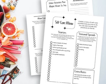 Self-Care Menu Printable Self-Care Checklist Printable Self Care Menu Template Self-Care Activities Self-Care Planner