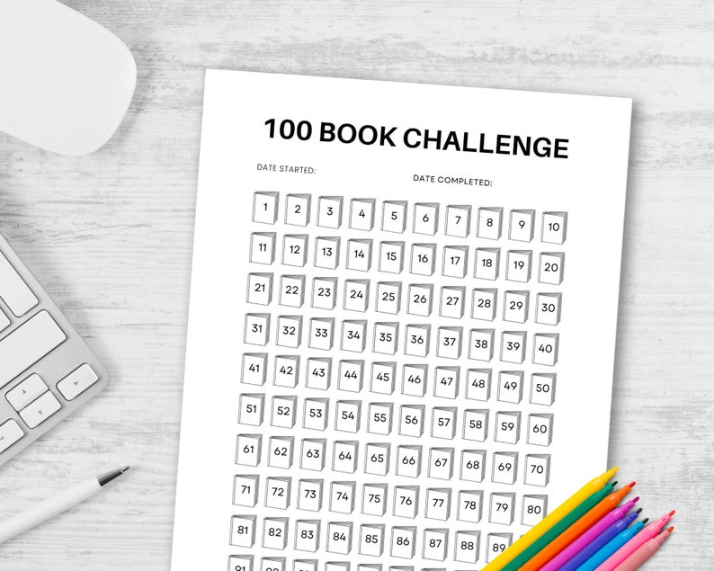 100 Book Reading Challenge Printable Book Tracker, Book Reading Log ...