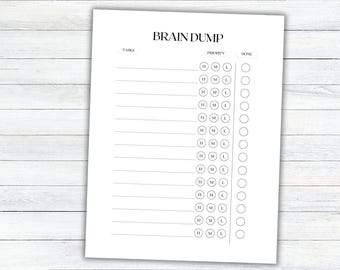ADHD Brain Dump Planner Printable Brain Dump Templates Executive Function planner To Do List Task Tracker ADHD Organization ADHD Task List
