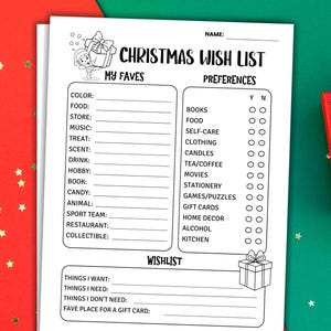 Weihnachtswunschliste Coworker Printable Secret Santa Fragebogen Briefumschlag Büro Wichtel Fragen Geschenk Wunschliste Urlaub Geschenk Liste