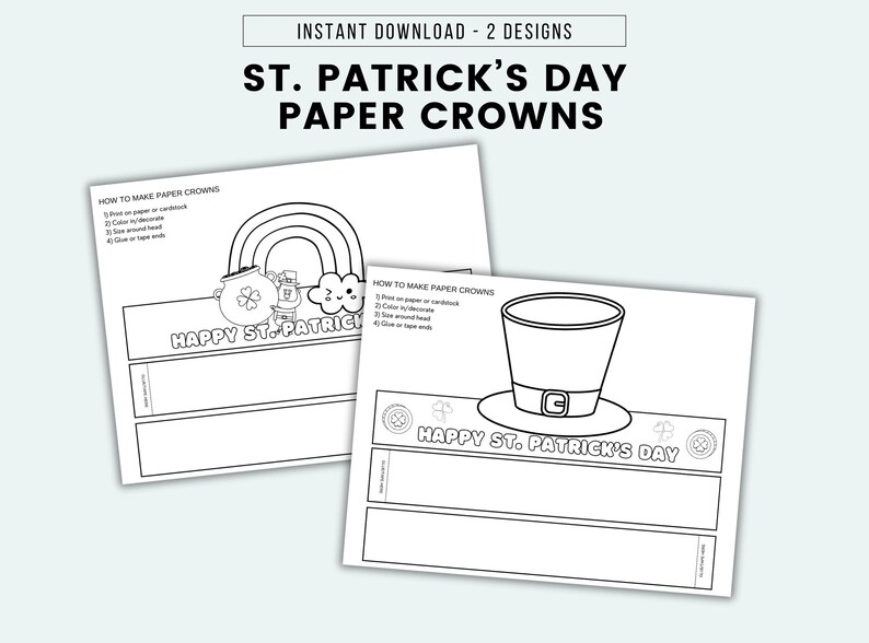 St Patrick's Day Paper Crown Printable St Patricks Day Headband St ...