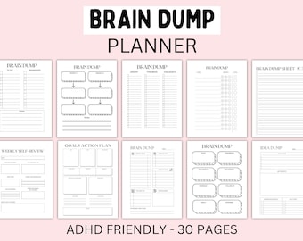 ADHD Brain Dump Planner Printable Brain Dump Templates Executive Function planner To Do List Task Tracker ADHD Organization ADHD Planner