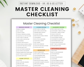 Printable Master Cleaning Checklist Cleaning Schedule Cleaning List Home Cleaning Schedule Printable Deep Cleaning Checklist Cleaning List