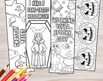 Halloween Bookmarks Printable Coloring Bookmarks For Kids Printable Halloween Activities Halloween Coloring Classroom Activities