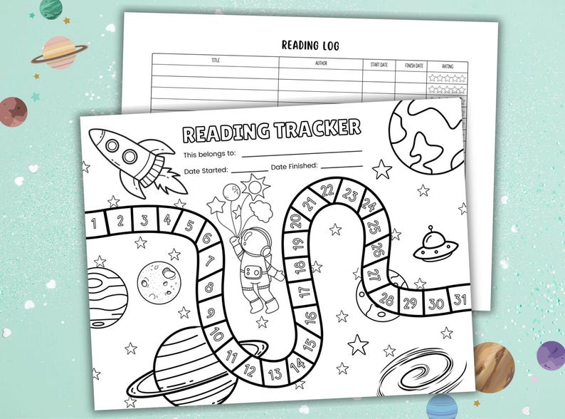 Space Reading Challenge Reading Tracker for Kids Printable Book Tracker ...