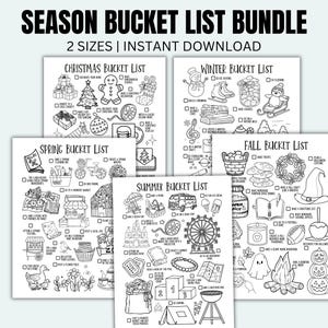 Bucket List Bundle Printable To Do List Planner Pages Seasonal Bucket List Summer Spring Winter Fall Christmas Bucket List Journal Page