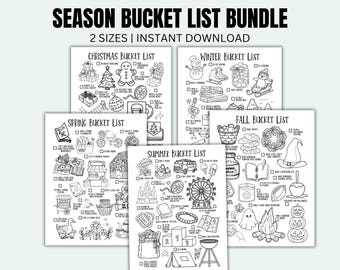 Bucket List Bundle Printable To Do List Planner Pages Seasonal Bucket List Summer Spring Winter Fall Christmas Bucket List Journal Page