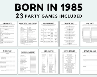 40th Birthday Games Printable Born In 1985 Games Born In 1985 Birthday Games 40th Birthday Game Bundle 40th Birthday Party Games 1985 Trivia